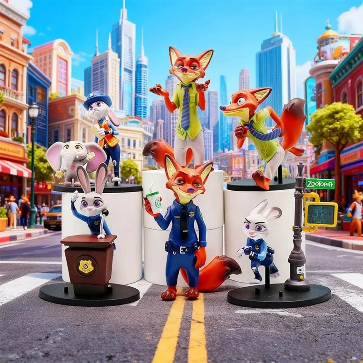 

2026 Disney Zootopia 2, сцена, полицейский ручной работы, Джуди и Лиса, Ник, слепая коробка, модная игровая кукла, автомобиль
