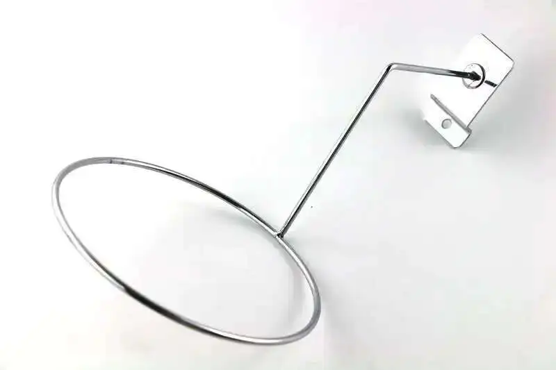 Lamellenwand-Hutdisplay, 13 cm Ringhalter aus robustem Stahldraht, Kugel-Displayhaken mit Metallverchromung, Lamellenwand-Huthalterung – Detail 5