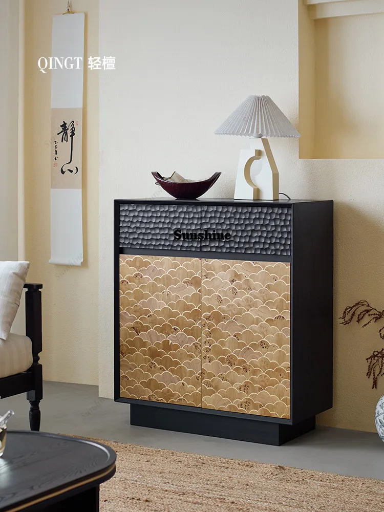 

Medieval style bucket cabinet, living room against the wall storage cabinet, sofa solid wood retro side cabinet