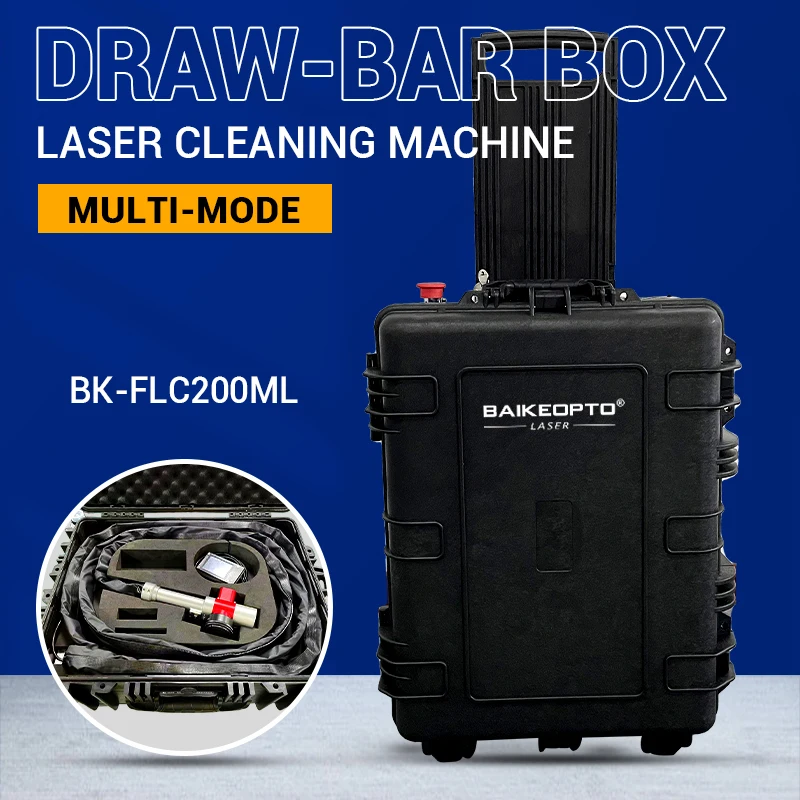 BK-FLC200ML JPT Laser Source Draw-Bar Box Multi-Mode Air-cooling Suitcase Pulse Laser Cleaning Machine High Cleaning Efficiency