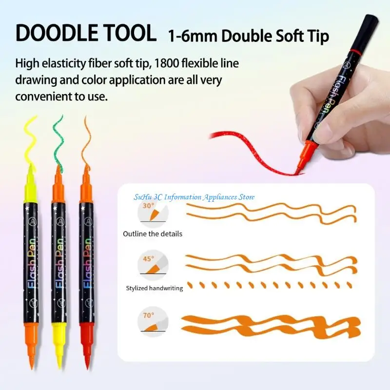 

1Box Fluorescent Marker Set Double Head Pen For Classroom Notes Decorations
