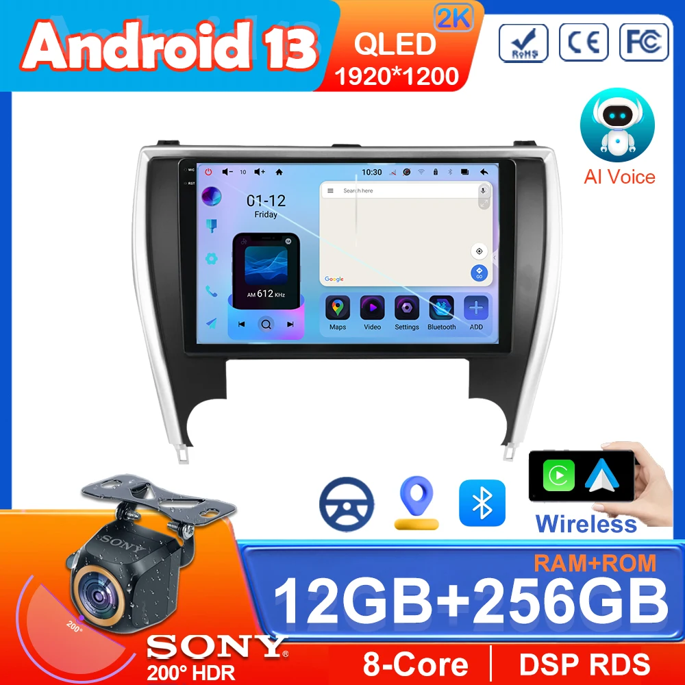 

10 Inch Android 13 Car Radio For Toyota Camry 7 XV 50 55 2015 2016 2017 Multimedia 4G Video Player Navigation GPS Stereo NO 2DIN