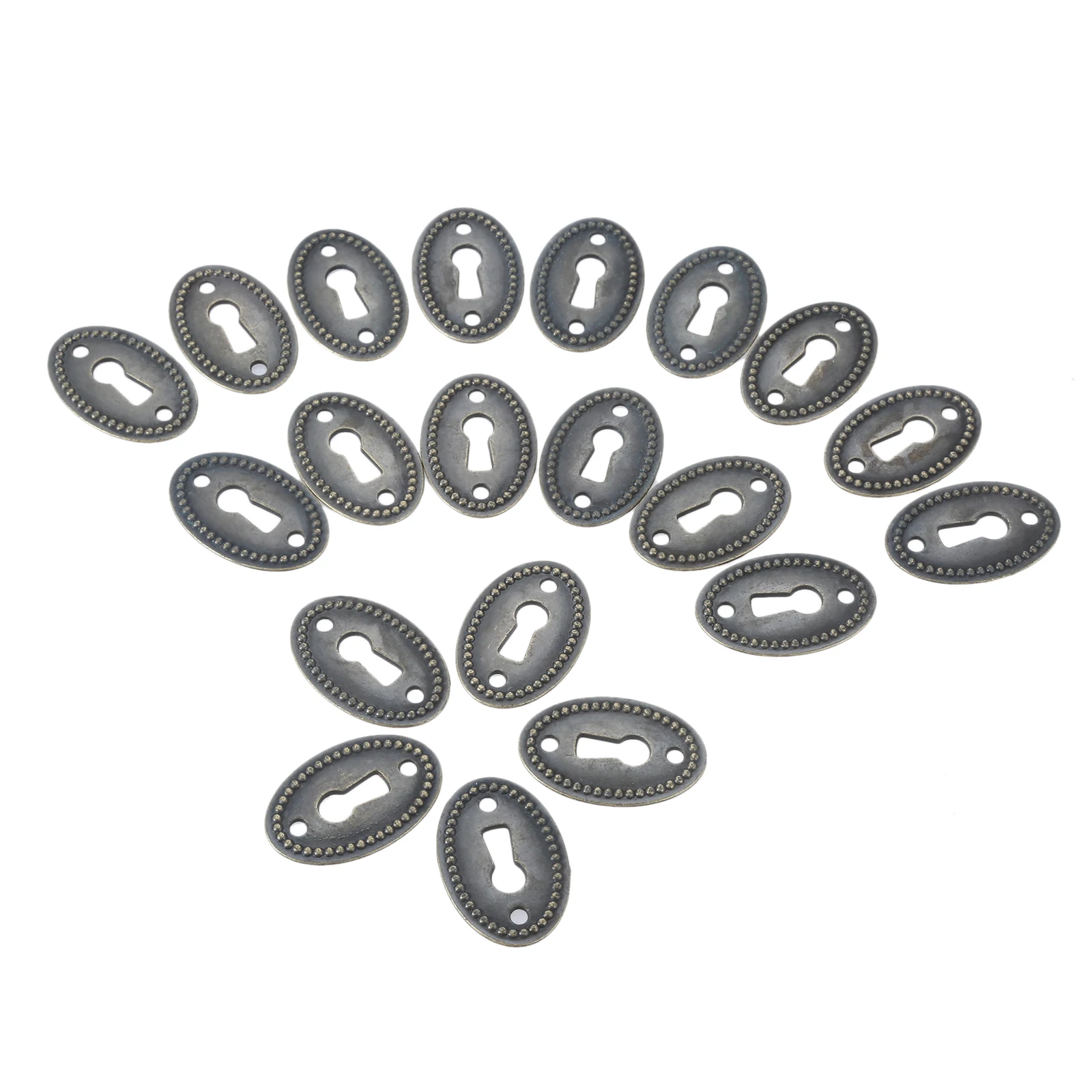 20pcs/lot Oval Stamped Antique Brass Decorative Keyhole Cover Plate for Cabinet/Door/Dresser/Drawers/Desk Furniture Hardware