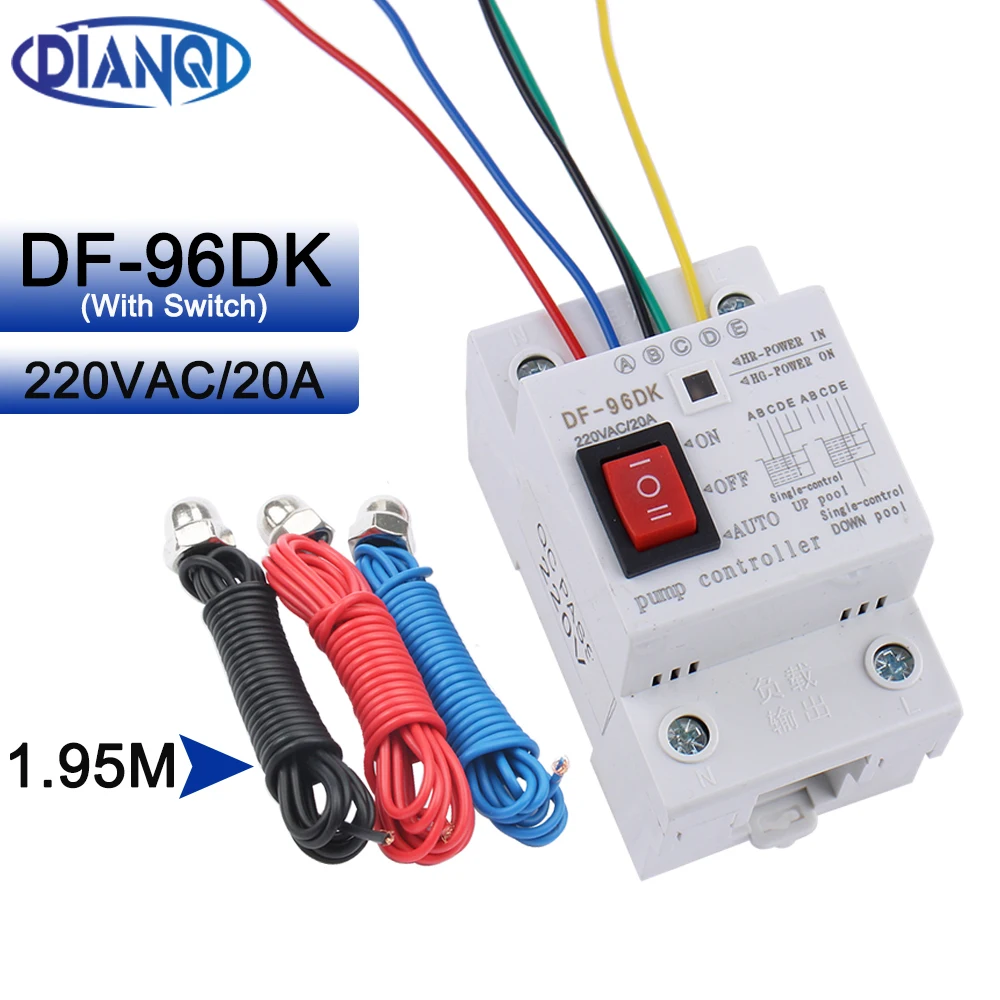 DF96DK Automatic Water Level Controller Pump Controller Cistern Automatic Liquid Switch 220V 1.95M Probe wires