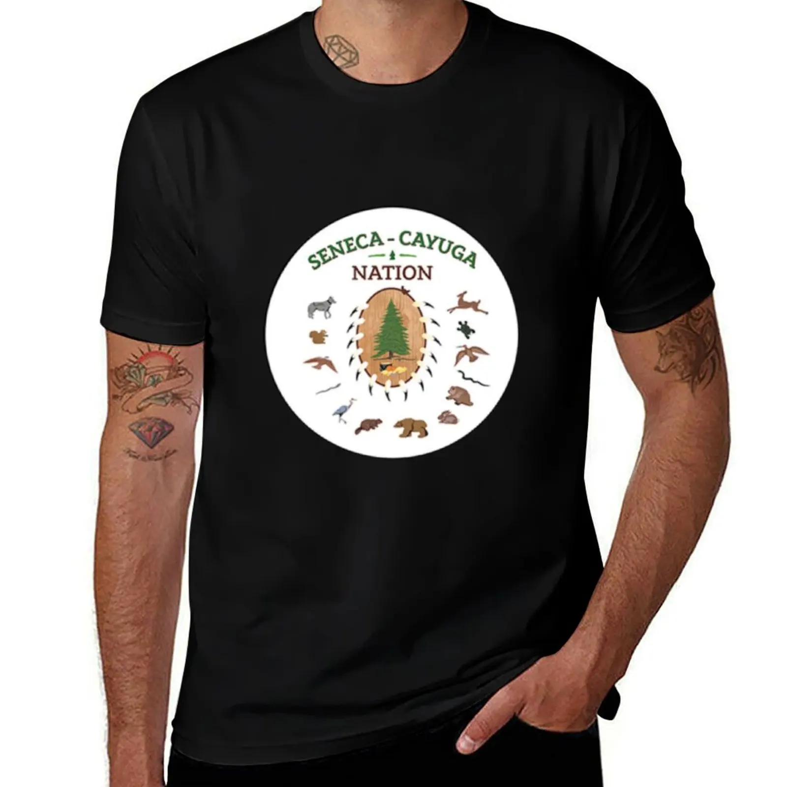 Seal of Seneca–Cayuga Nation of Indians Reservation Oklahoma USA T-Shirt Big Size Loose Fit Tee Shirt T-Shirt