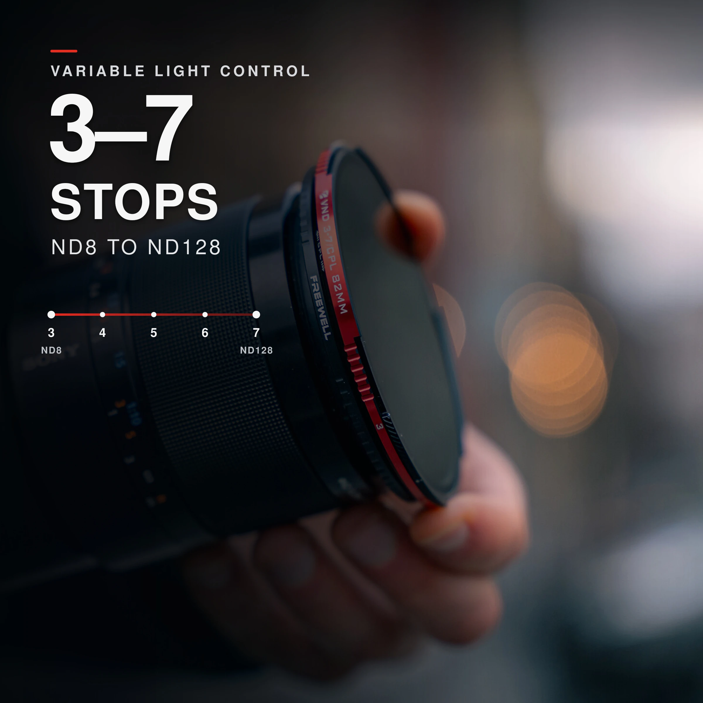 Hybrydowy filtr ND/CPL z gwintem Freewell 67MM,77MM,82MM 3 do 7 Stop Filtry ND do aparatu fotograficznego Akcesoria do fotografii i wideo — zdjęcie produktu 3