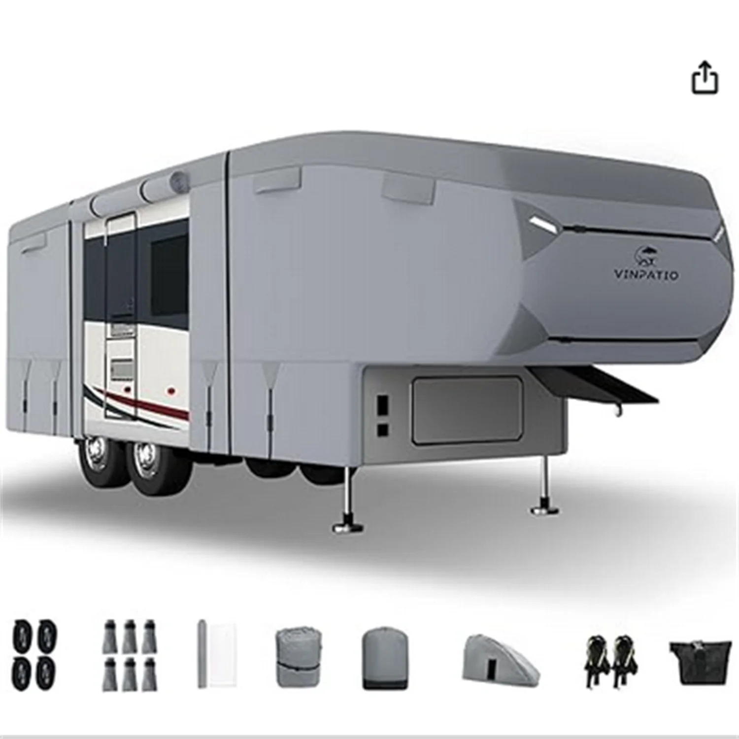 VINPATIO 5th Wheel RV Cover Upgraded 6 Layers Heavy Duty RV Cover  for Motorhome Weatherproof, Anti-UV, Rip-Stop, Breathable