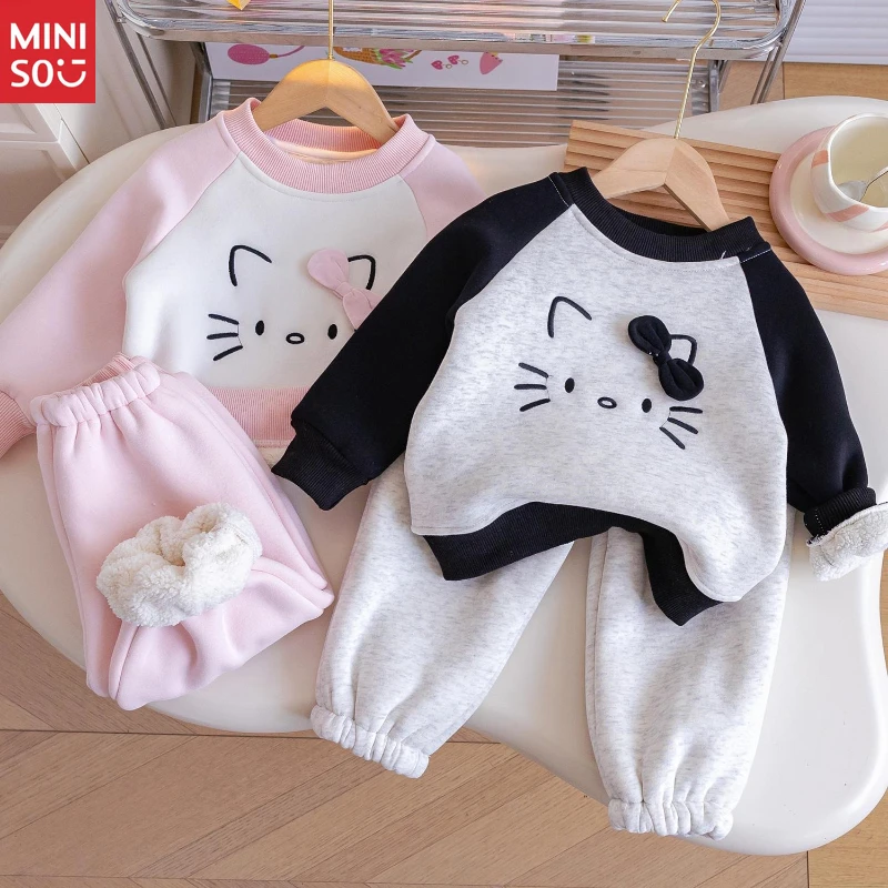 

2025 Girls Fleece Hoodie Winter New Cartoon Trendy Pullover Top