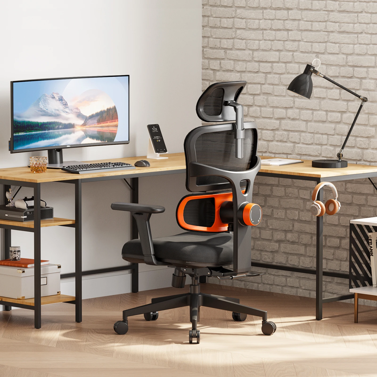 NEWTRAL NT001 Ergonomische bureaustoel met automatisch volgende lendensteun, 3 verstelbare ligstanden, verstelbare rugleuning, armleuningen en hoofdsteun