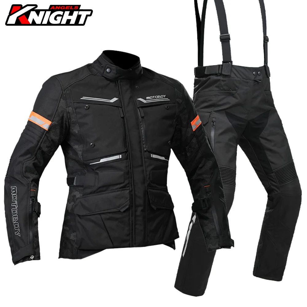 

Motorcycle Jacket Men Windproof Motocross Rally Suit Travel Riding Clothes Waterproof+Cold-proof Liner Four Seasons Rally Suit