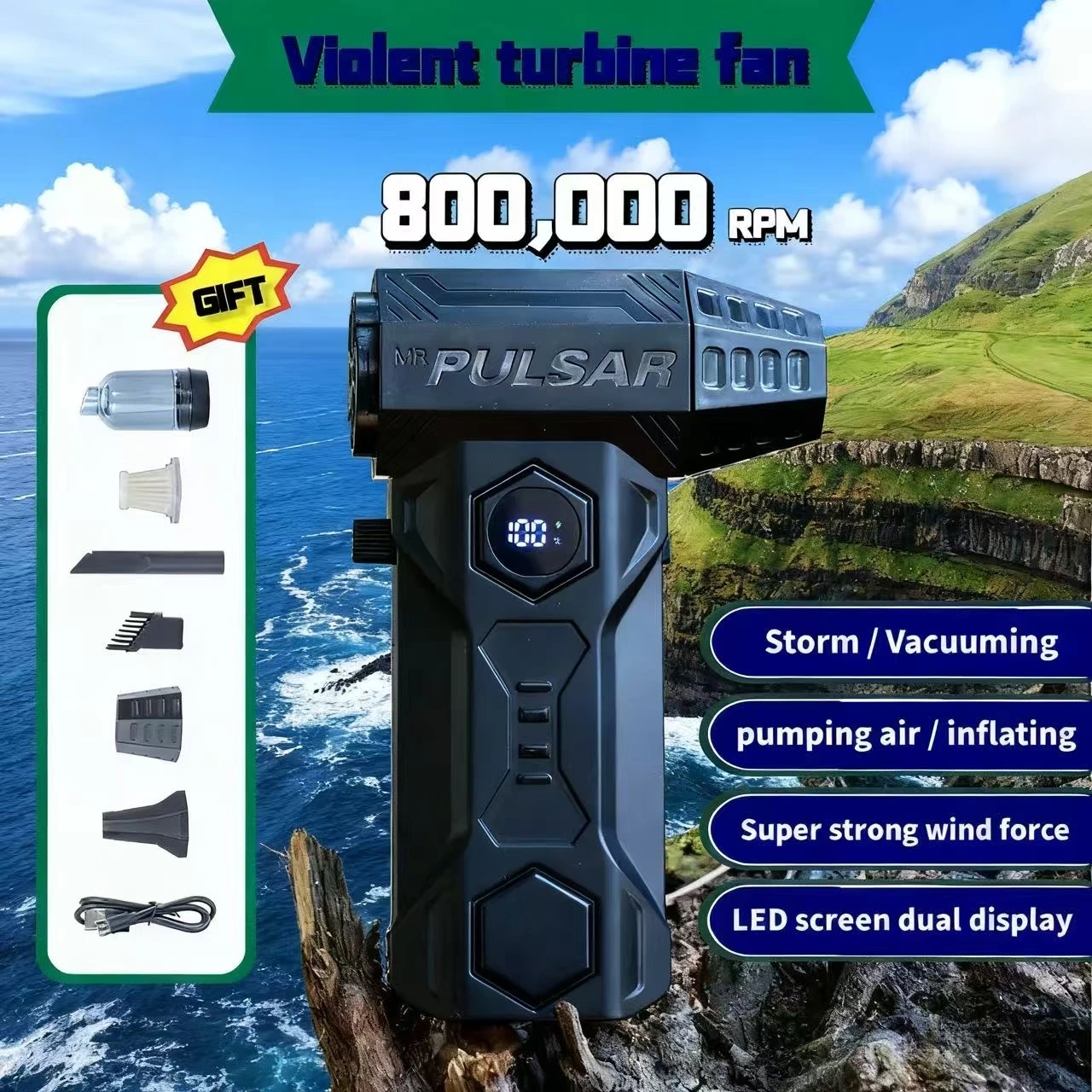 

X11Pro MAX Turbo Jet Blower 800000RPM Powerful Air Blower Brushless Motor Turbo Fan Wind Speed 75m/s 10000mAh strong breeze