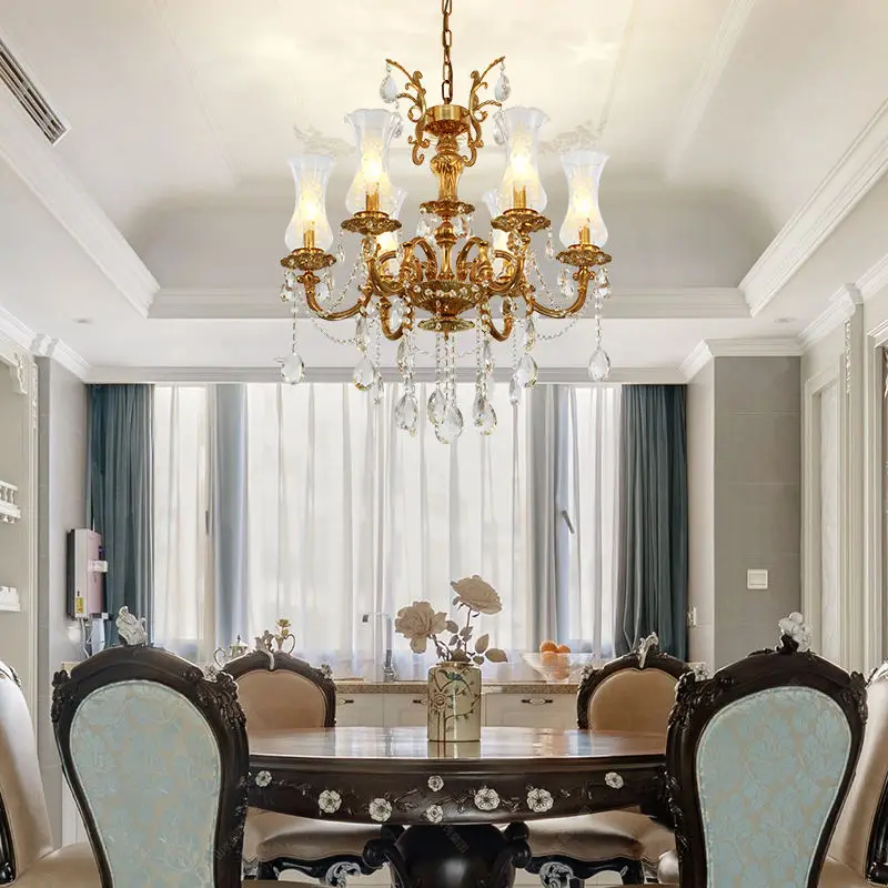Französische Villa Wohnzimmer Esszimmer Pendelleuchte Bronze Luxus Messing Antik Reproduktion Kronleuchter