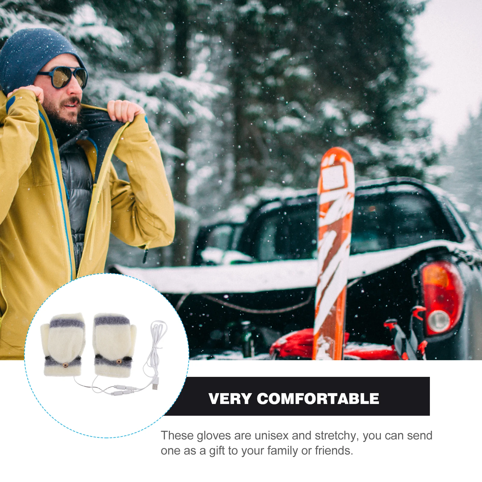 

Heating Gloves Knit Heated Half Finger Winter Mitten USB Electric Hands Warmer Touch Screen Women Fingerless