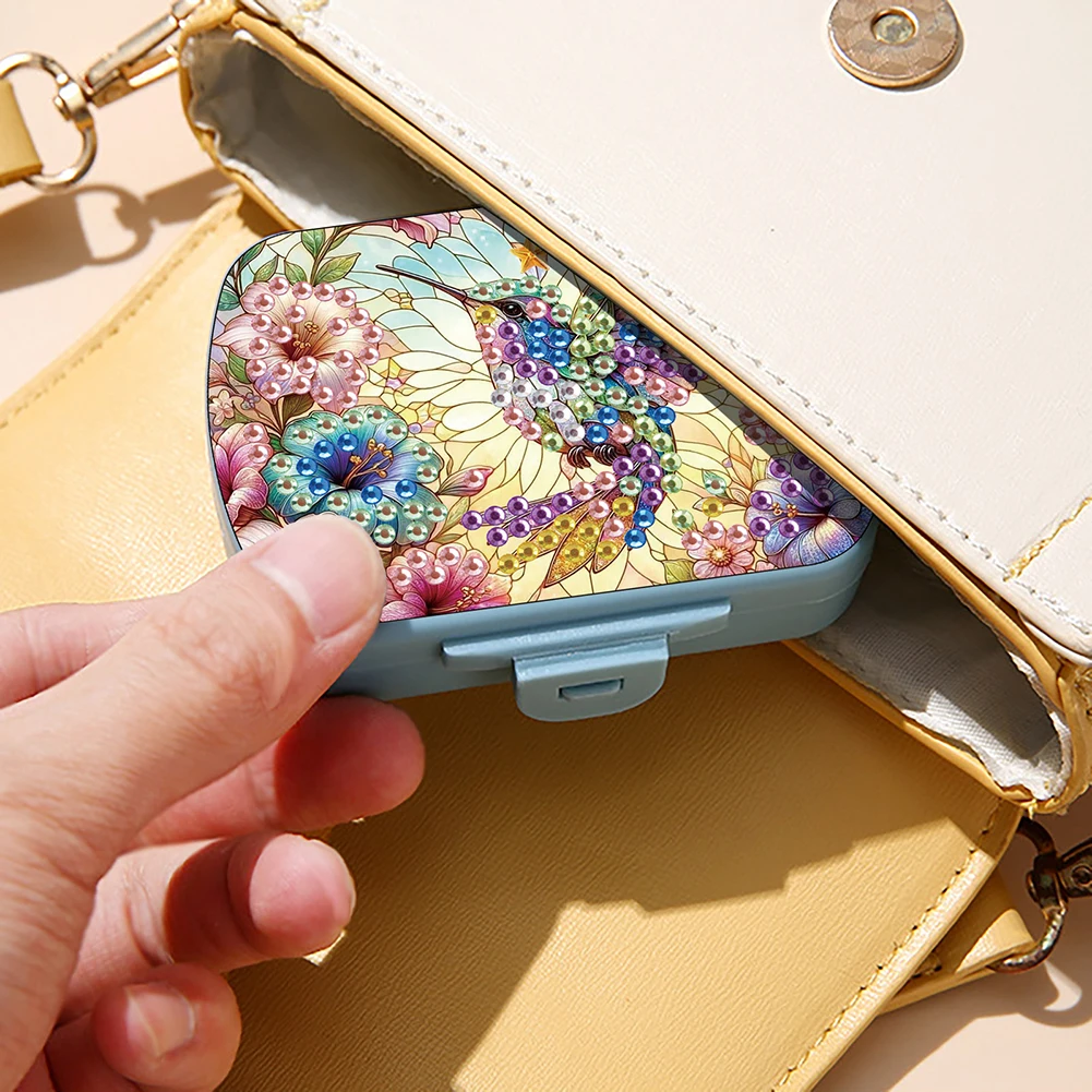 Mushroom 5D DIY Diamond Painting Dot Pill Case Diamond Painting Medicine Box 6 Grid Moisture-proof Pill Organizer for Art Craft