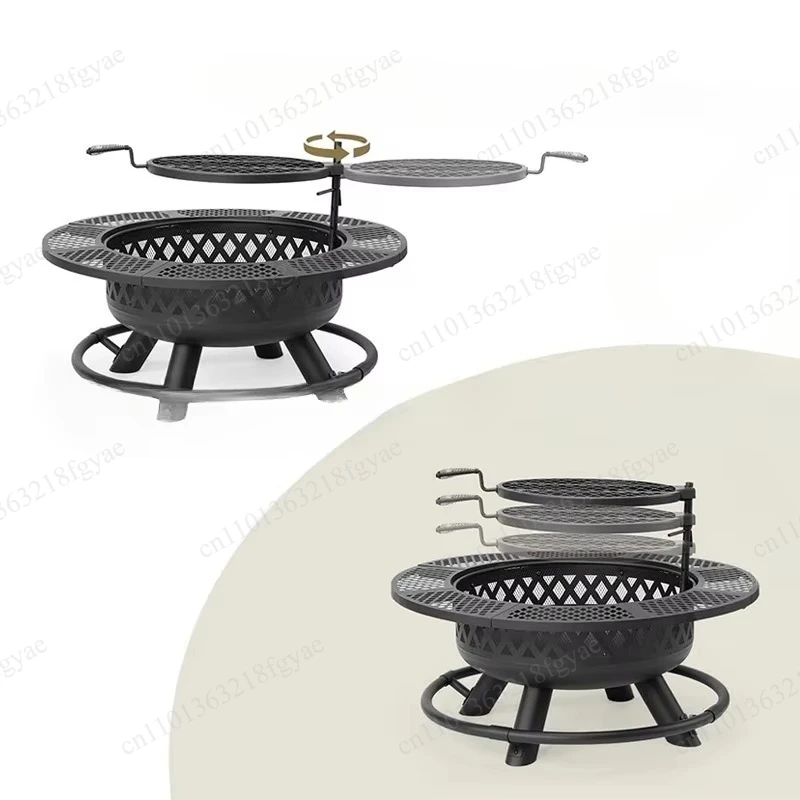 

36" Fire Pit Table, Outdoor Courtyard Wood Stove for BBQ, Tea & Heating