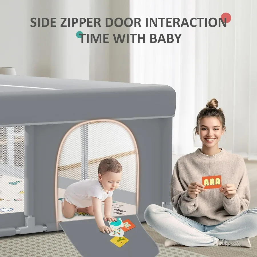 Grande box per bambini 74x50 con tappetino per uso interno ed esterno Cortile da gioco portatile per neonati e bambini piccoli con cancelli con cerniera