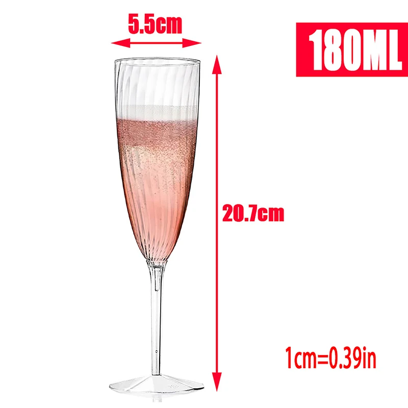 1/8PCS Plastic Champagne Glasses Flutes Disposable Perfect for Wedding and Shower Party Supply Clear Cups Drinkware Gift