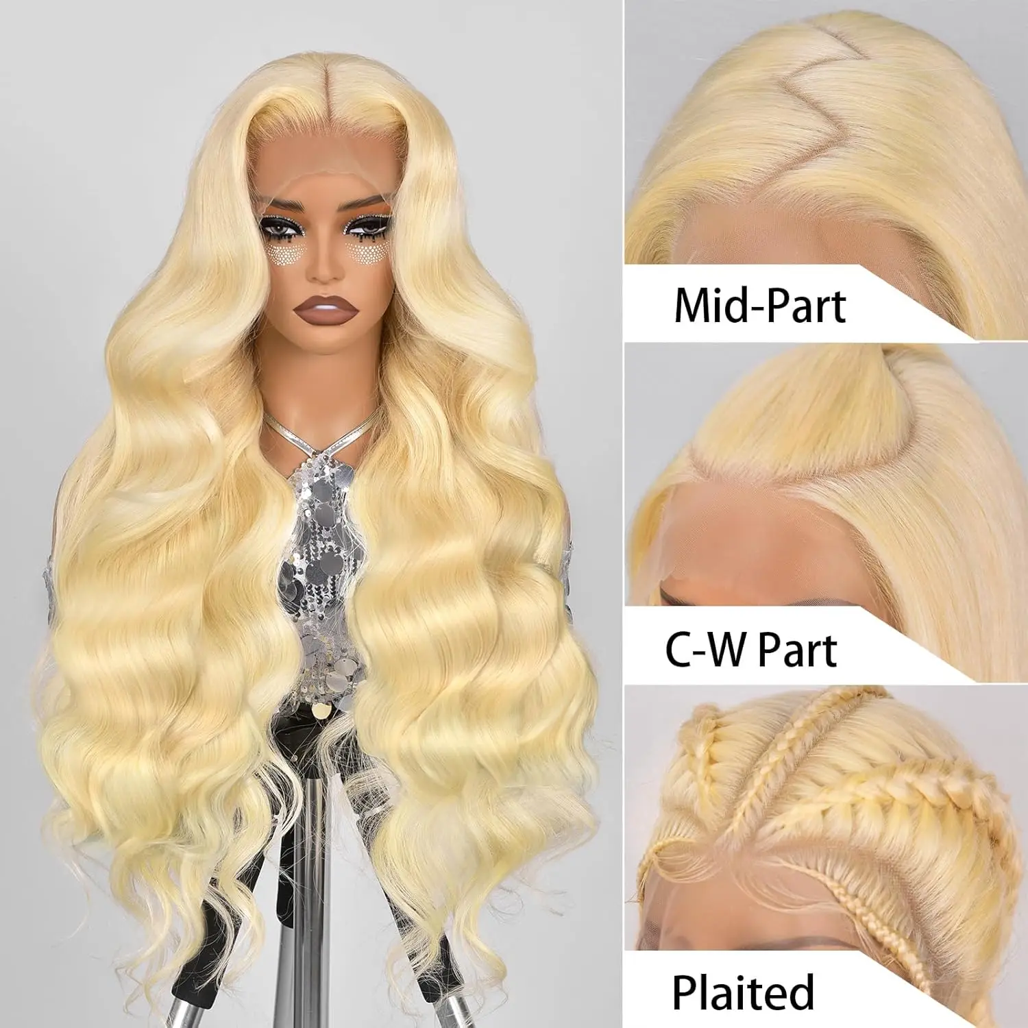 

13x4 Body Wave 613 Bloned Human Hair Wigs Brazilian Remy Hair Glueless Lace Front Wigs 36 Inch Pre Plucked HD Lace Wig 200%