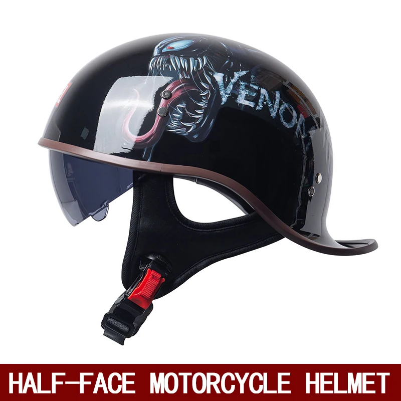 NONE Retro-Halbhelm 3C-Zertifizierung Herren- und Damenmotorrad elektrische Lokomotive Sommer Cross-Country ABS Retro-Motorrad er 4