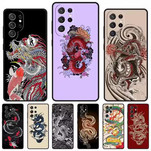 Japanese Dragon Art phone case For Samsung Galaxy S24 S23 S22 Ultra Note 10 20 Plus S8 S9 S10 S20 S21 FE Cover