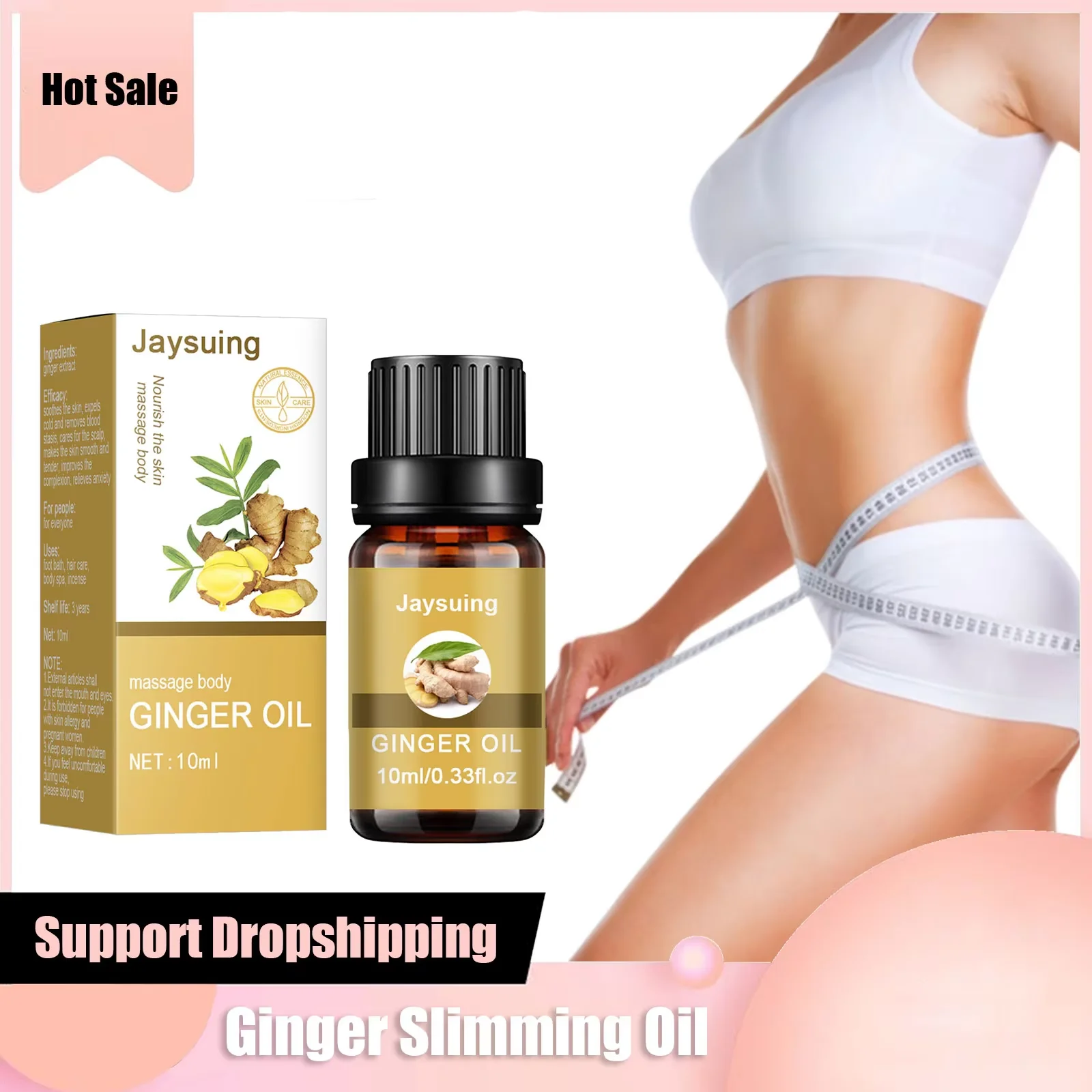 Ginger Slim-ming Oil Weig-ht Loss Fast Waist Tightening Belly Firming Cellulite Remover Body Shaping Massage Fat Burn-ing Serum