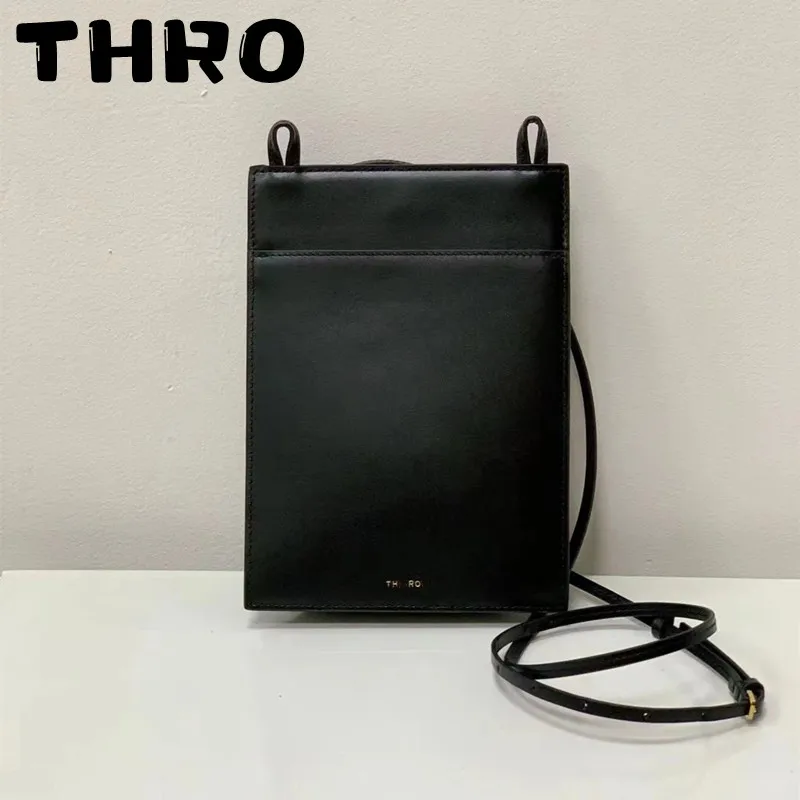 

THRO Women's Fashion Multi functional Magnetic Button Phone Bag Zero Wallet Genuine Leather Top Quality Crossbody Bag