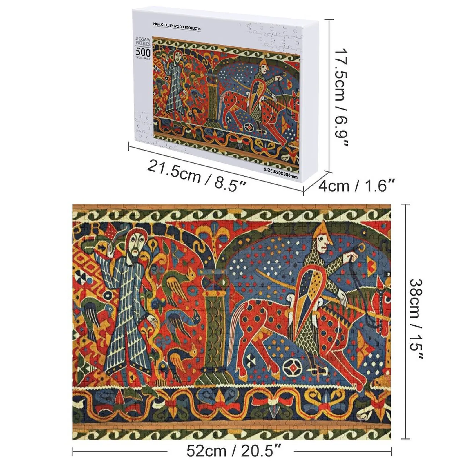 NORWEGIAN BALDISHOL TAPESTRY, Cavaleiro Medieval Cavalo Quebra-cabeça de Madeira Adultos Madeiras Para Adultos Brinquedos Personalizados Quebra-cabeça