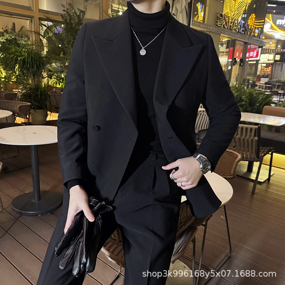 

LU98151 double-breasted slim-fit groom suit men's wedding tuxedo high-end suit two-piece suit