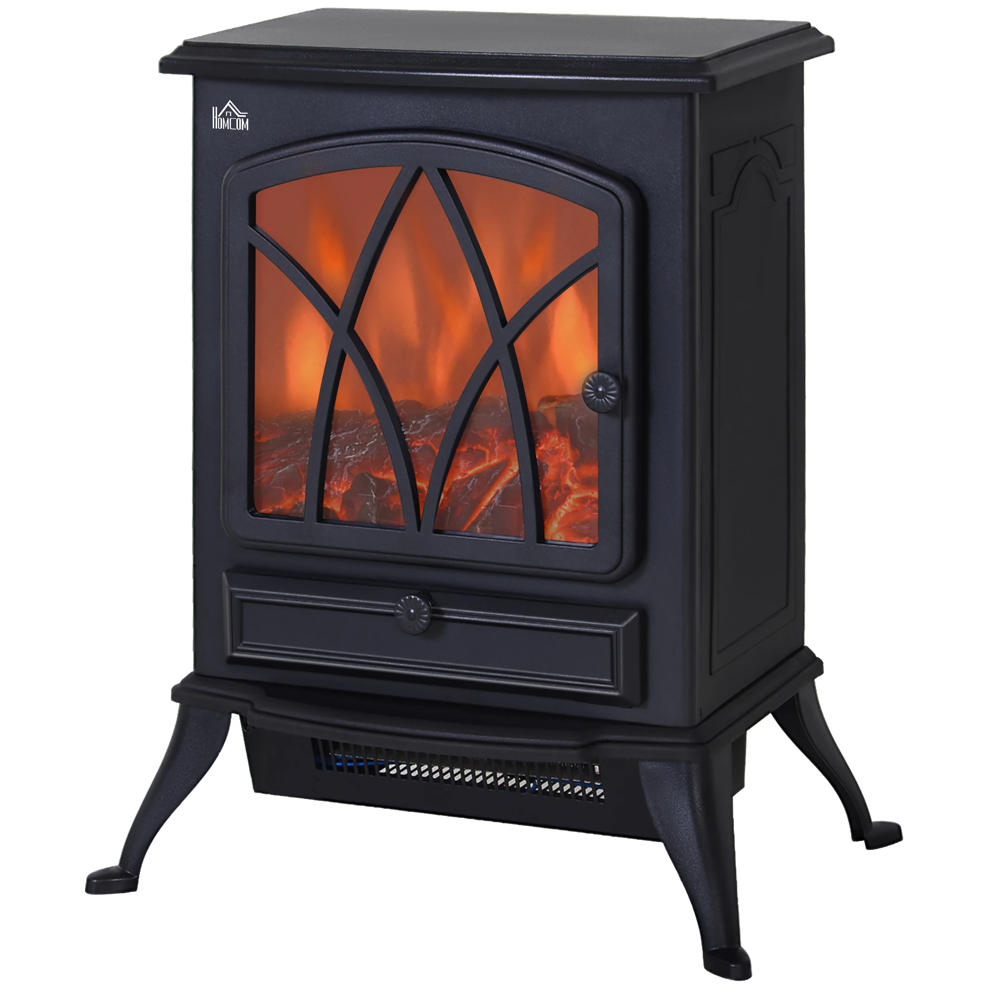Homcom Elektrische Open Haard 1000 Voet W/2000W Beweegbare Decoratieve Vlam Effect
