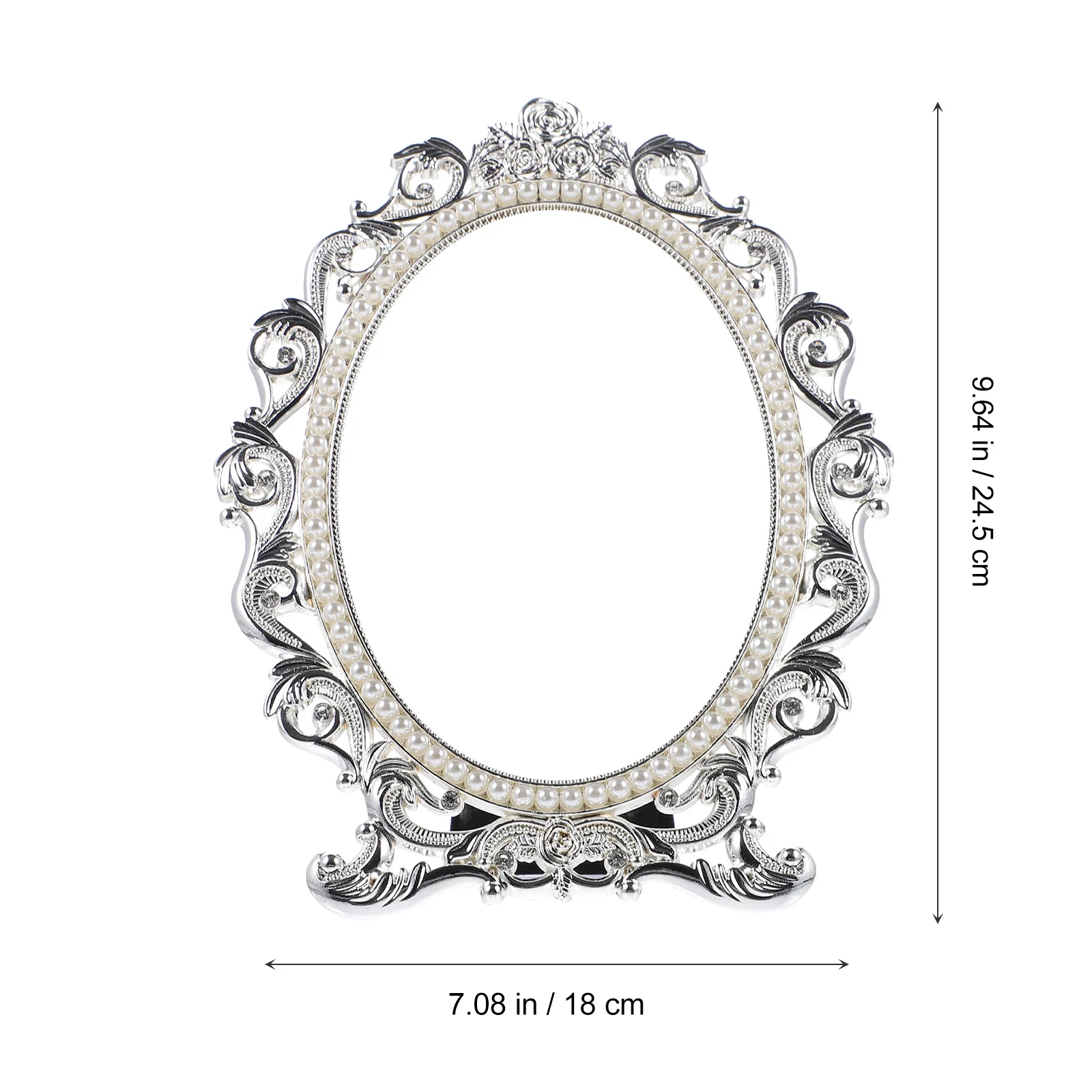 مرآة مكياج عتيقة، قاعدة ثابتة، سطح شفاف عالي الوضوح، مرآة أنيقة لامعة لسطح الطاولة لحلاقة المكياج