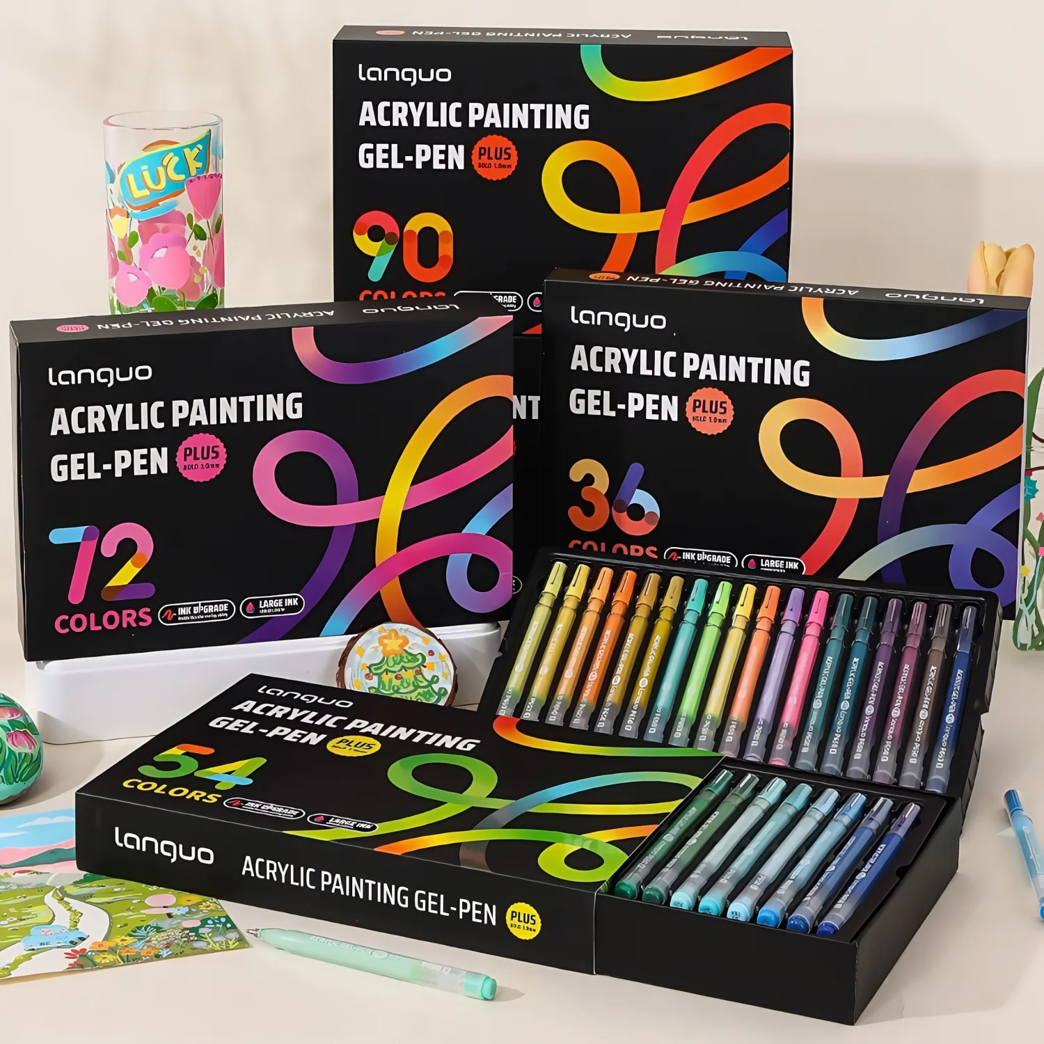 

Acrylic Painting Gel Pen,1mm Tip,Large Capacity Ink Pens,Art Supplies For Diary,Card,Coloring,Doodling,Supplies Stackable colors