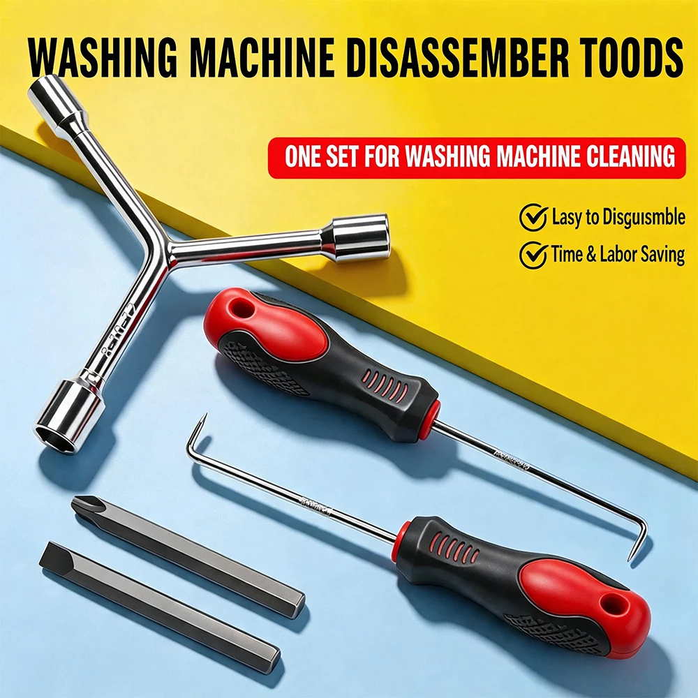 5pcs，Washing Machine Pulsator Impeller Removal Tool Set Y Socket Wrench Pull Hook Disassembly Repair Tools