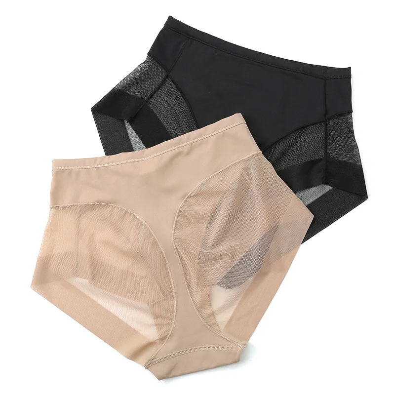 Calcinha de cintura alta sem costura feminina, controle de barriga, levantador de bumbum, seda gelada, cuecas invisíveis, lingerie, shapewear