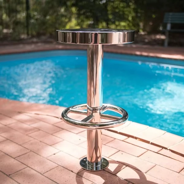 Factory  Outdoor Seating Swim up Bars Pool Stool Floor Mounted Underwater 304 316 Stainless Steel Round Stool
