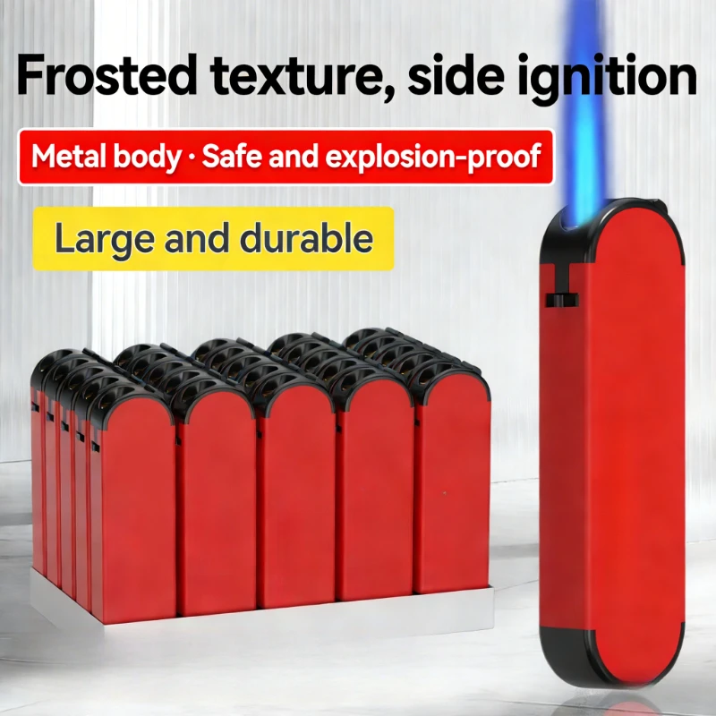 Windproof Metal Lighter | Refillable Jet Flame Butane Igniter with Matte Finish, Comfort Grip & Slant Ignition