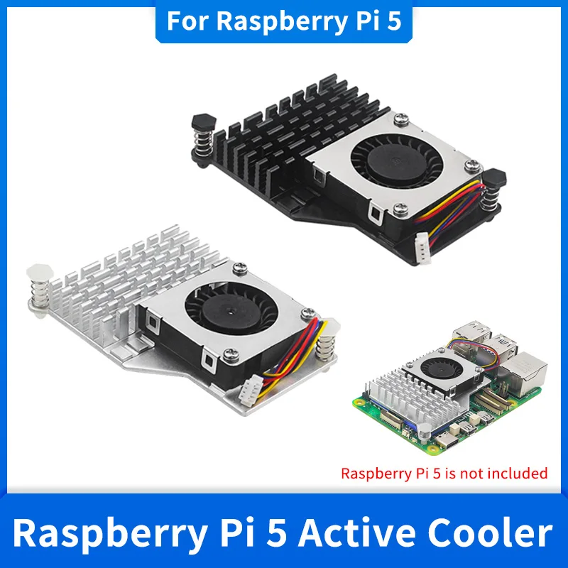 

Raspberry Pi 5 Active Cooler Fan Aluminum Heatsink with PWM Speed Adjustable Fan Black Silver Blue Metal Radiator for RPi 5