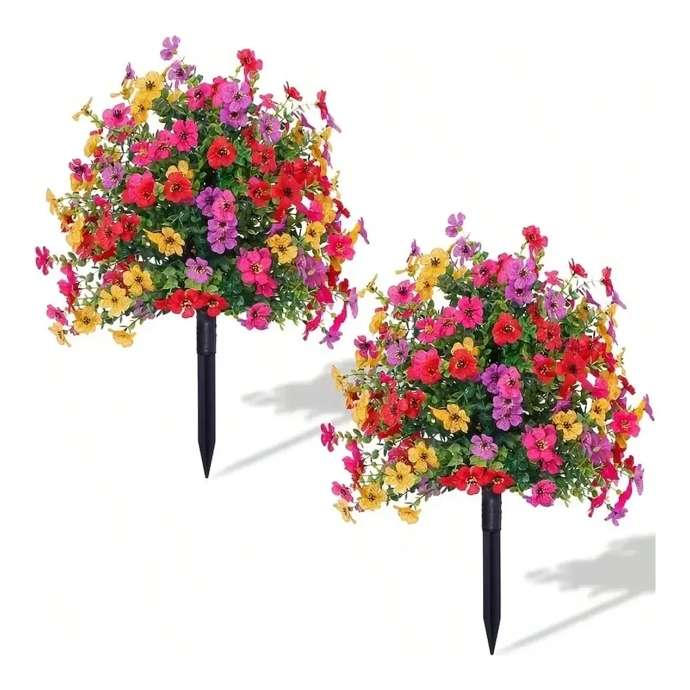 

Искусственные цветы-композиции из ромашек и эвкалипта с шипами для крепления к грунту для декора на открытом воздухе весной и летом