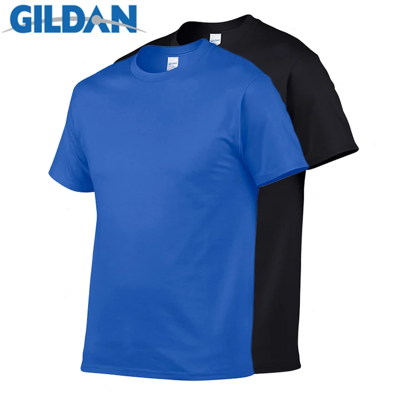 Gildan Summer Men T-Shirt 100% Cotton High Quality Casual Short Sleeve T Shirt Women Oversized Solid Sports Male Tops Tees 2PCS