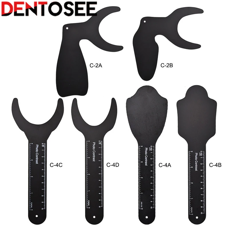 

6 шт., зеркало для стоматологической ортодонтической фотографии, черный фон, контрастная доска для фотоизображения, пластина для полости рта со шкалой, инструменты для отметки