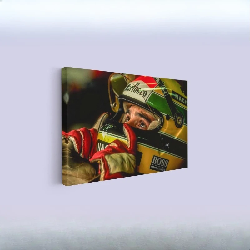 Ayrton Senna Canvas Painting, Formula Racing Legend Poster, Large Canvas Wall Art, Print Picture for Living Room Decor
