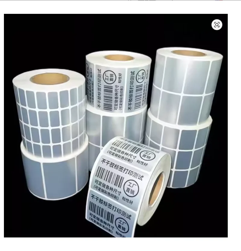 PET Silver Self-adhesive Label Sticker Blank Printing Paper Heat Transfer Printing Ribbon Printer Sticker Waterproof Oil Proof