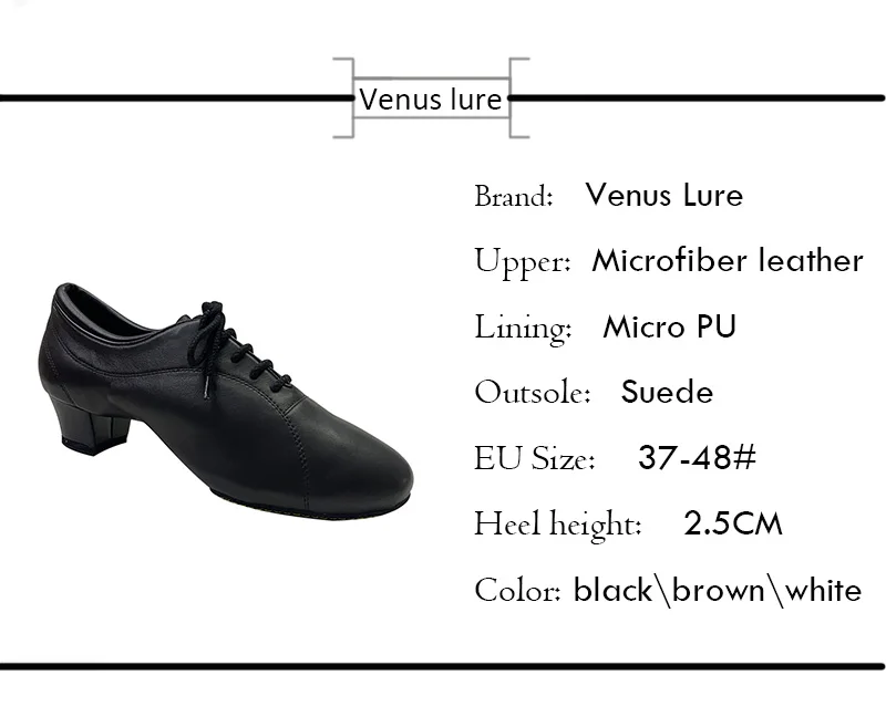 Venus Lure – chaussures de danse latine personnalisées pour hommes, en cuir et daim, semelle souple, talon 1.6 pouces