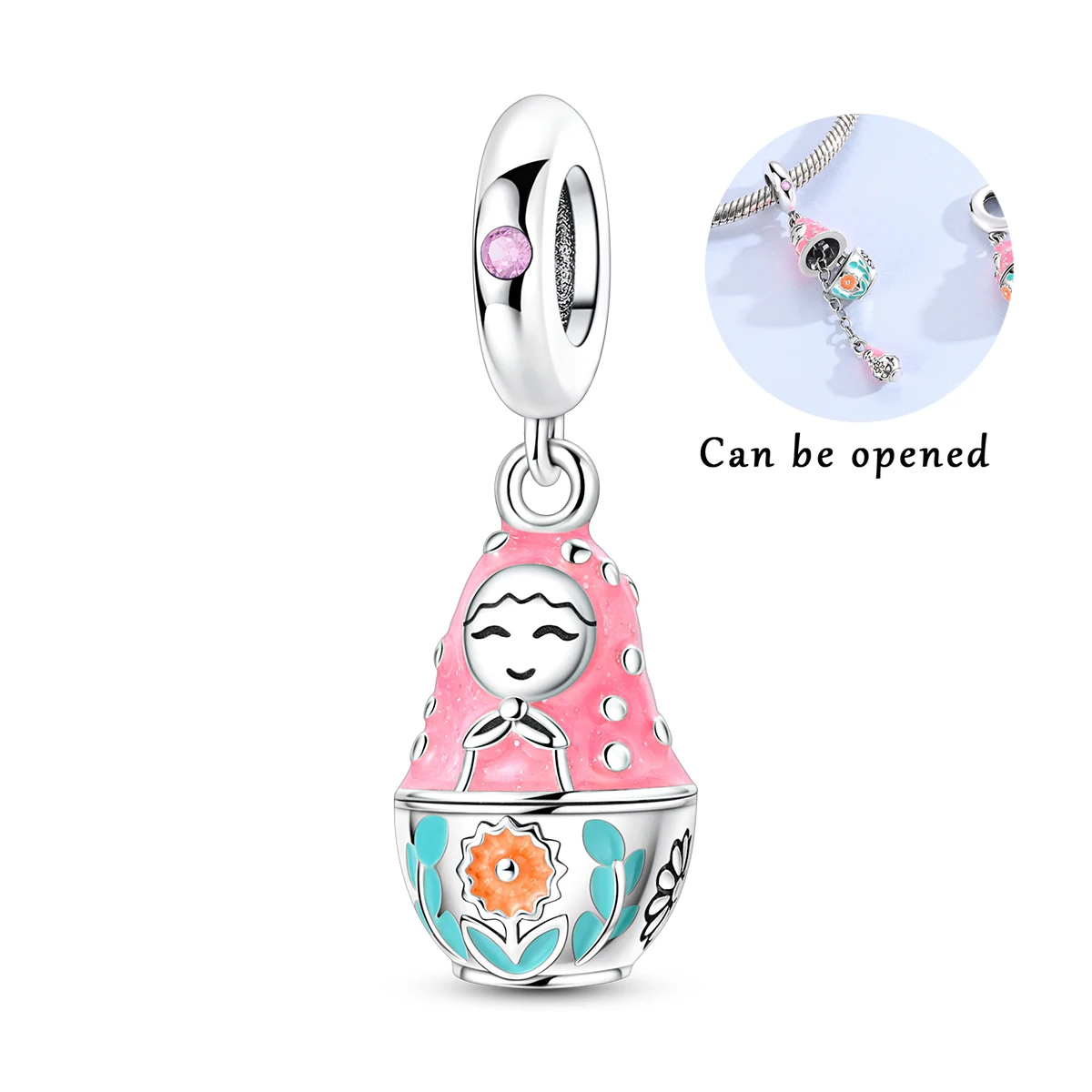 Openable Charm 925 Silver Russian Nesting Doll Dangle Charm Fit Original Bracelet Pendant Diy For Woman Jewelry