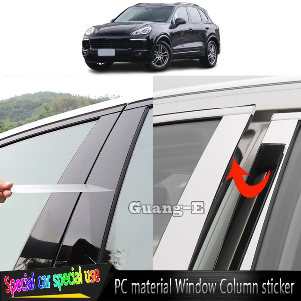 For PORSCHE Cayenne 2010 2011 2012 2013 2014 2015 2016 2017 Car Center TPU/Glossy Mirror Pillar Post Cover  Stickers Accessories