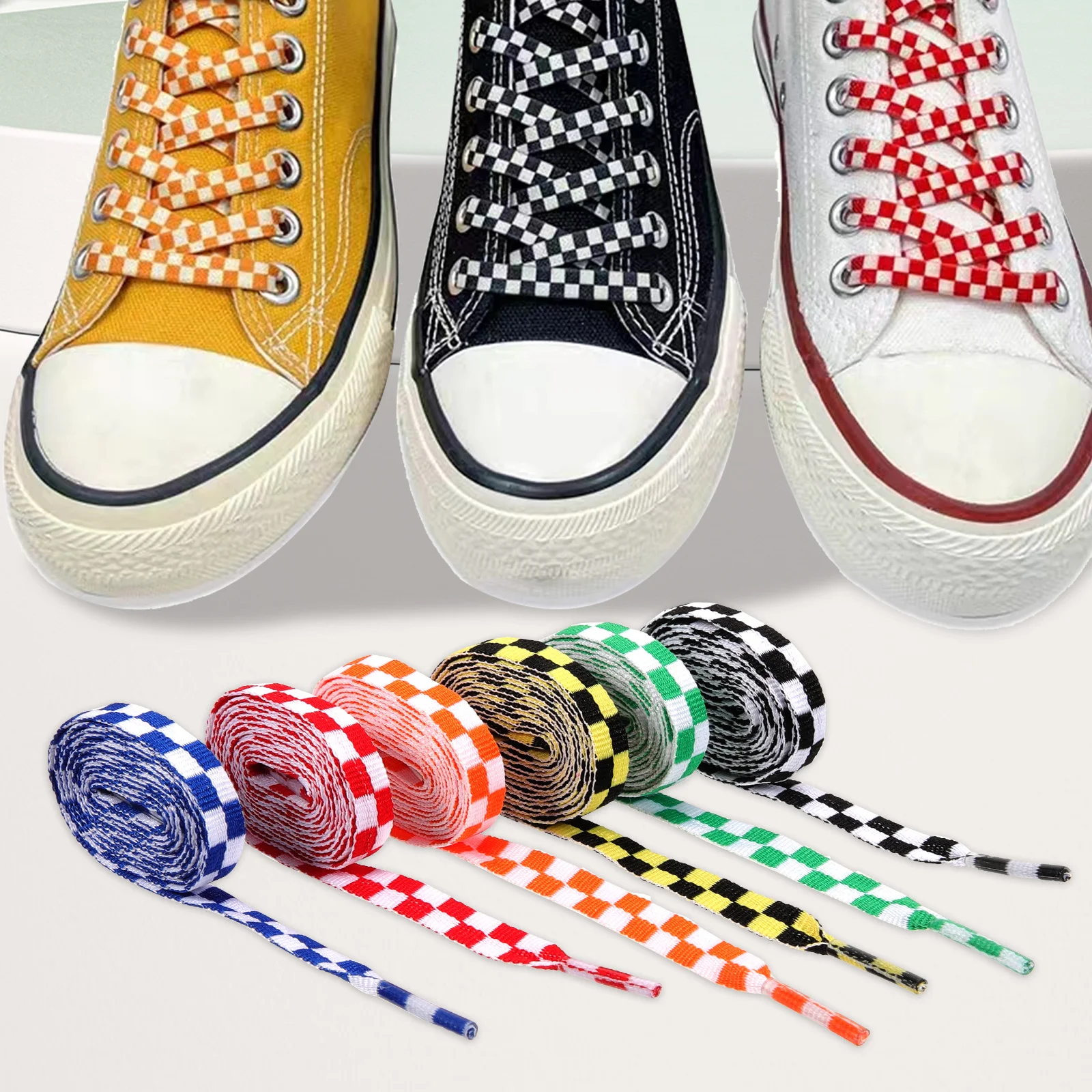

12Pairs Colorful Shoe Laces Flat Strong Polyester Shoestrings for Men Women Sneakers Reusable Fashionable High Density Wear