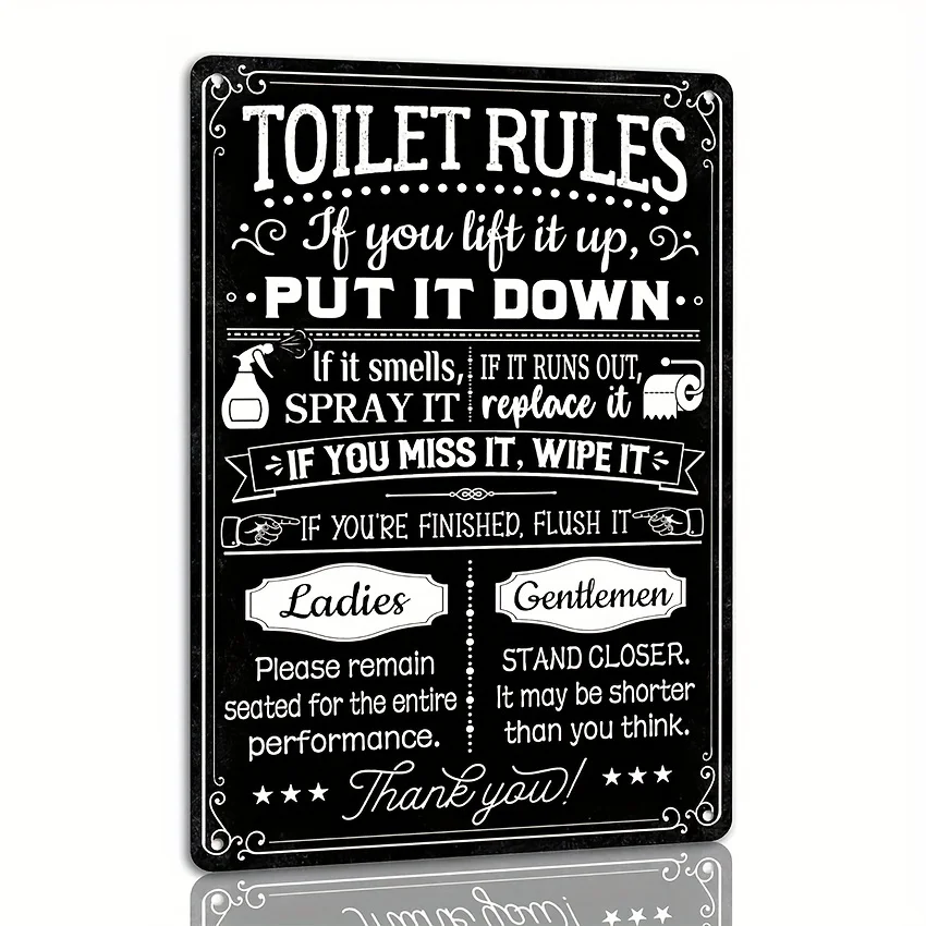 Toilet Metal Logo Toilet Logo Retro Wall Art Poster Bar Cafe Toilet Family Bathroom Wall Decoration Humorous Bathroom Poster