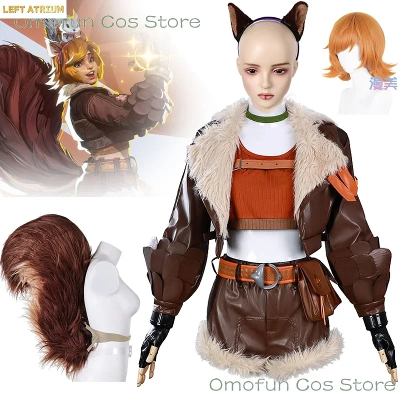 MARV Rivals, disfraz de Squirrel Girl, disfraz de Doreen Allene Green, ropa para mujer, abrigo, cola, peluca, para juegos de rol, Halloween, superhéroe.