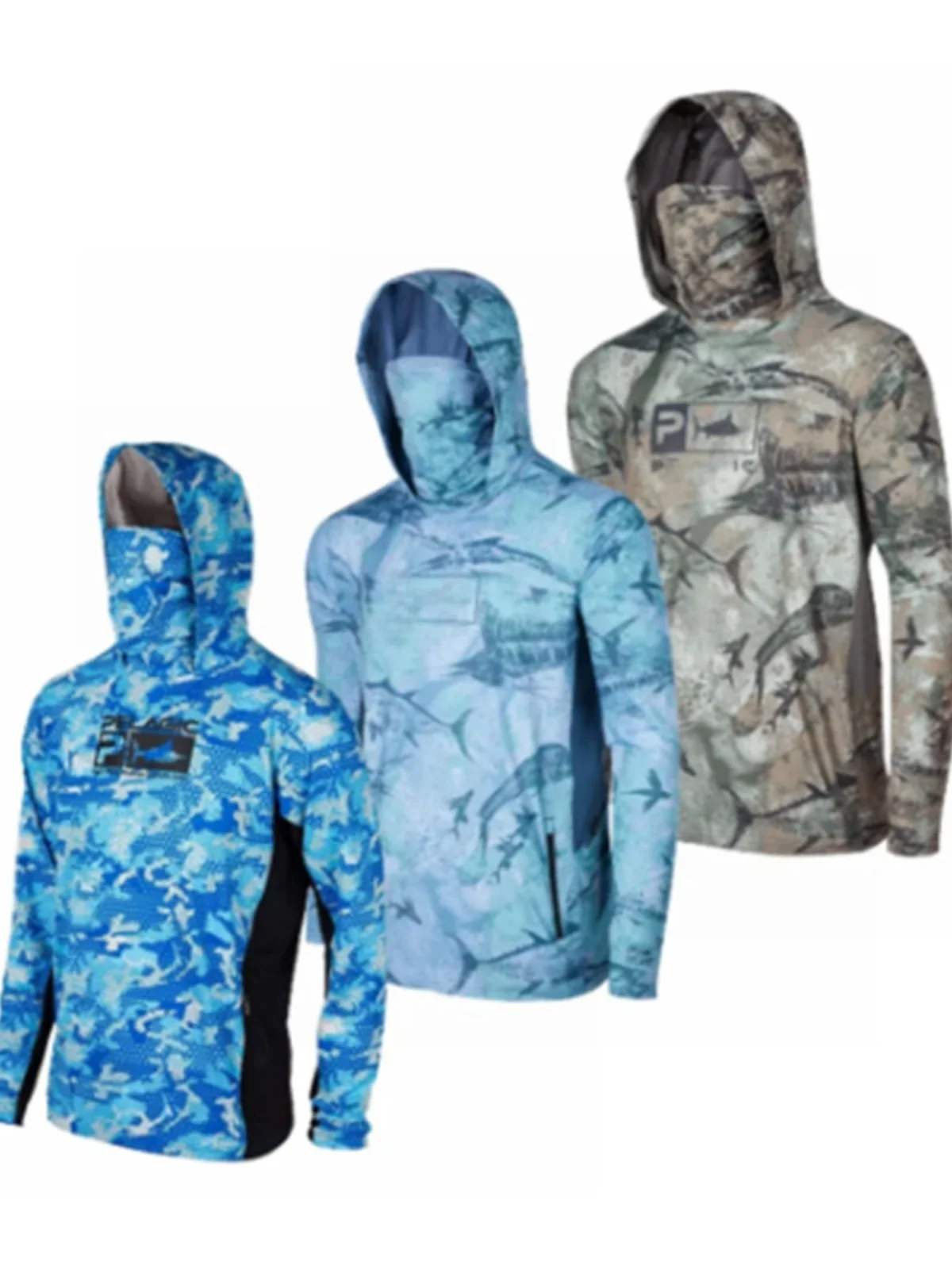 

Мужская летняя одежда: футболка с капюшоном и защитой от УФ-излучения, маска от солнца с геометрическим узором, 100% материал