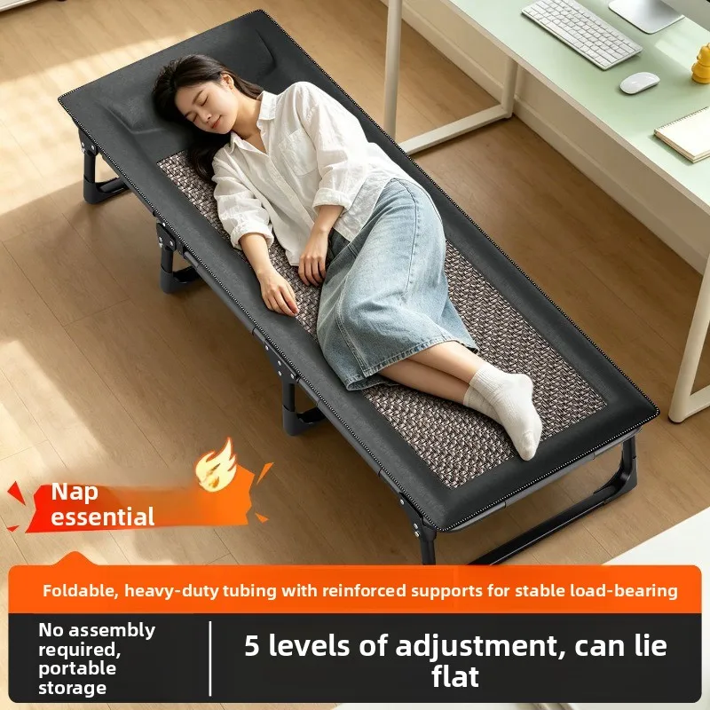 Folding Rattan Bed for Single Person Office Nap, Portable Lounge Chair, Hospital Companion Bed, Easy Nap Time，Camping Cots