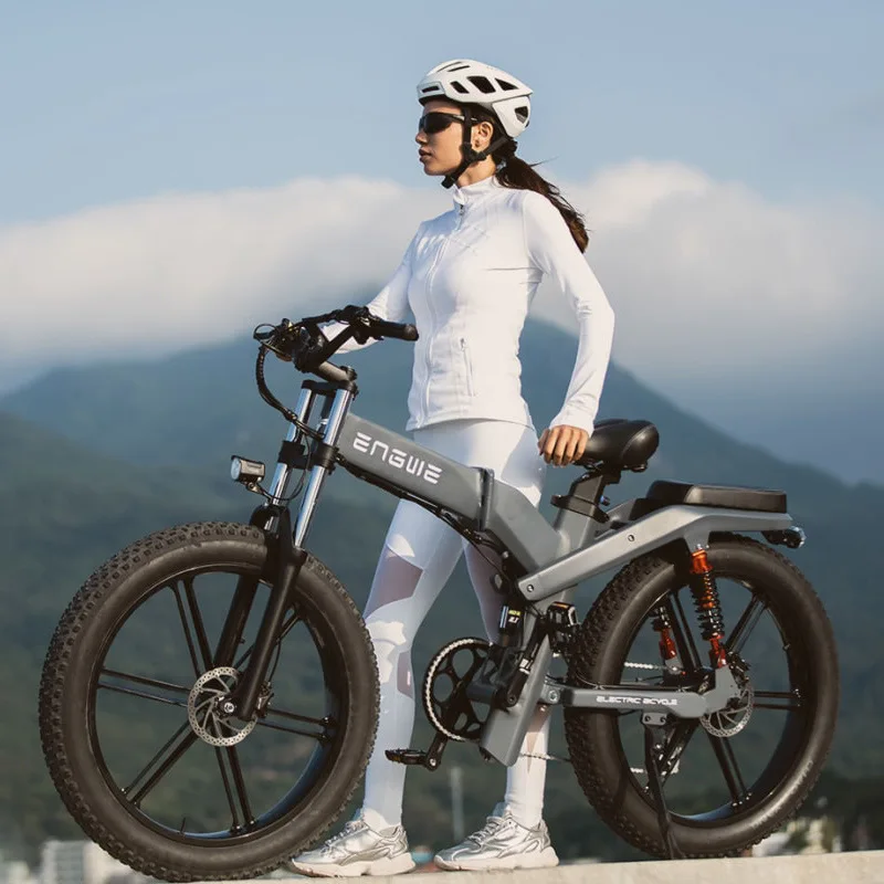 Electric Bicycle 26Inch 1000W 48V 29.2AH Folding Lithium Battery Bike Full Shock Absorber 26X4.0 Snow Tire E-bike